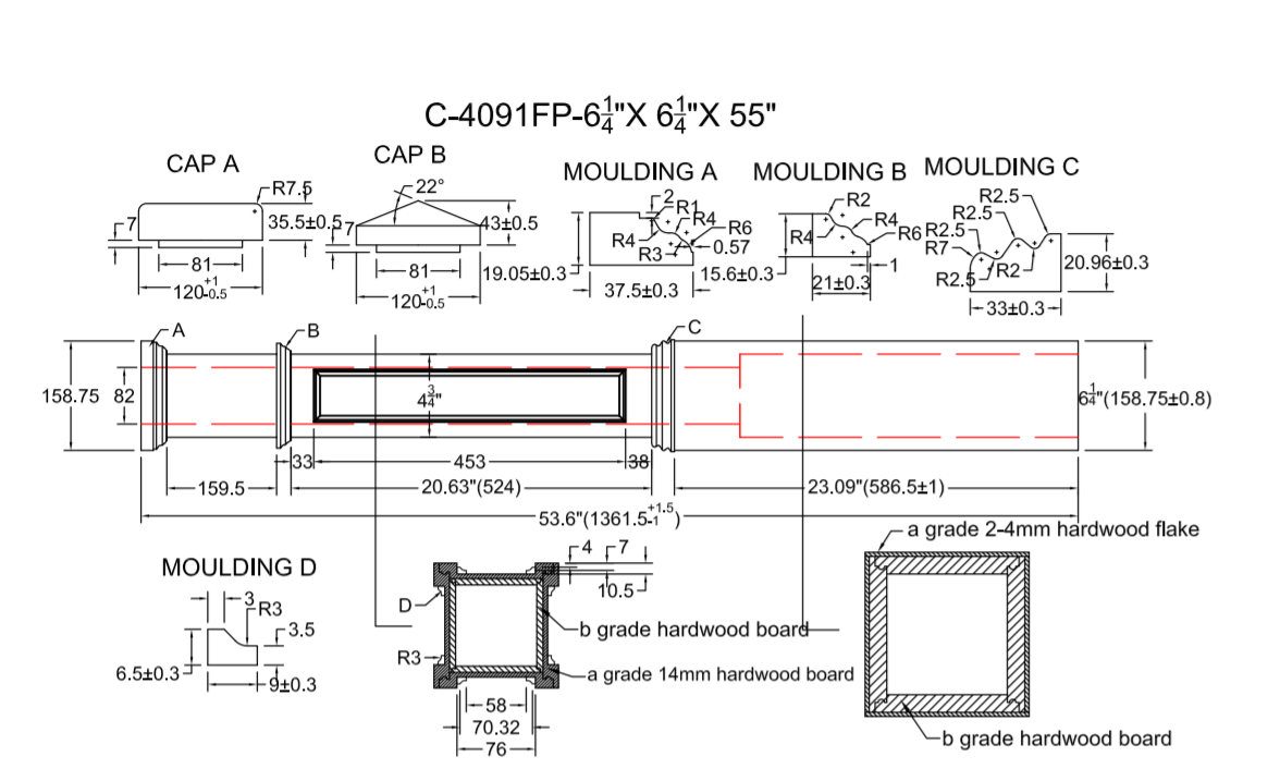 C-4091-FP Flat Panel Box Newel (6-1/4")
