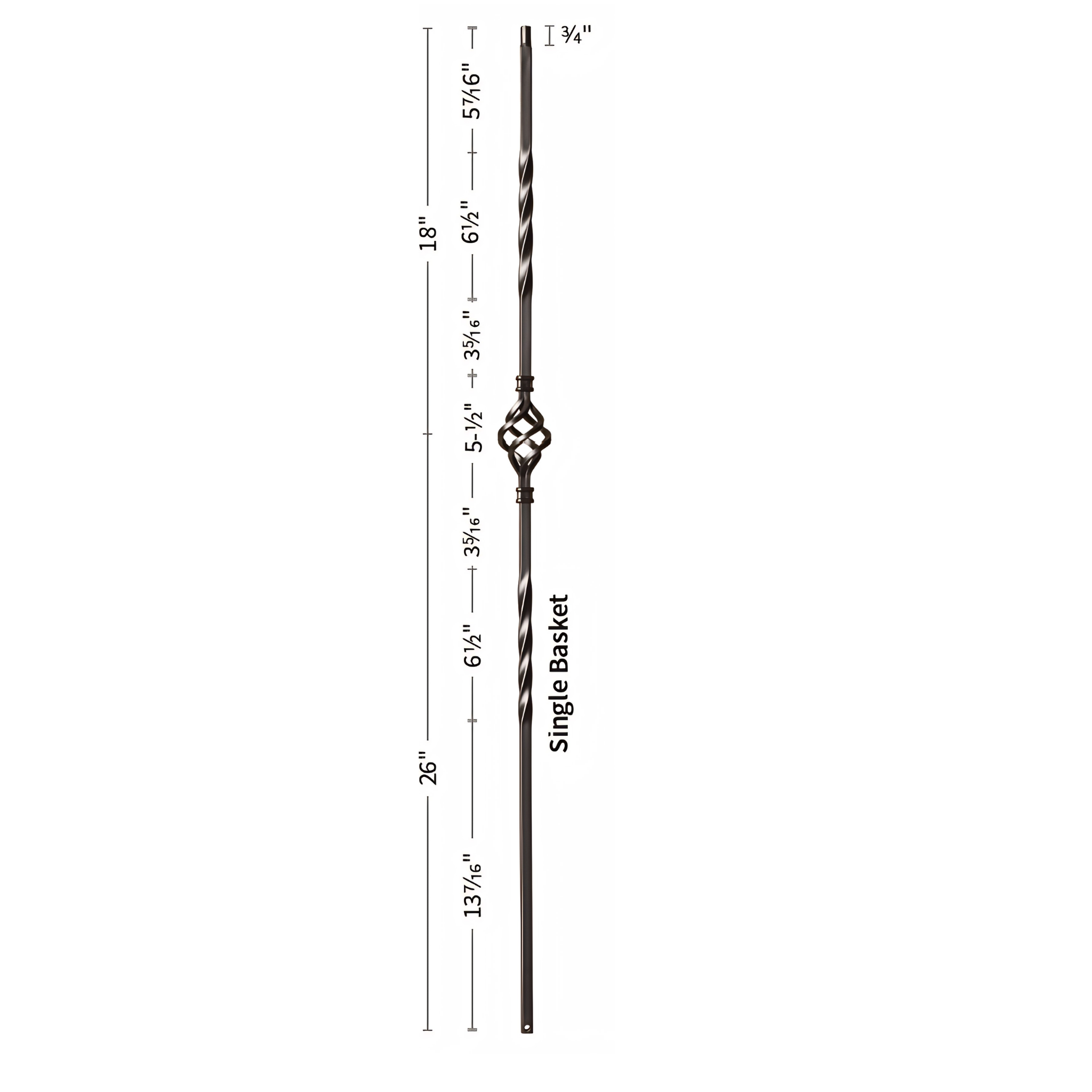 Single Basket / With Twist Iron Baluster