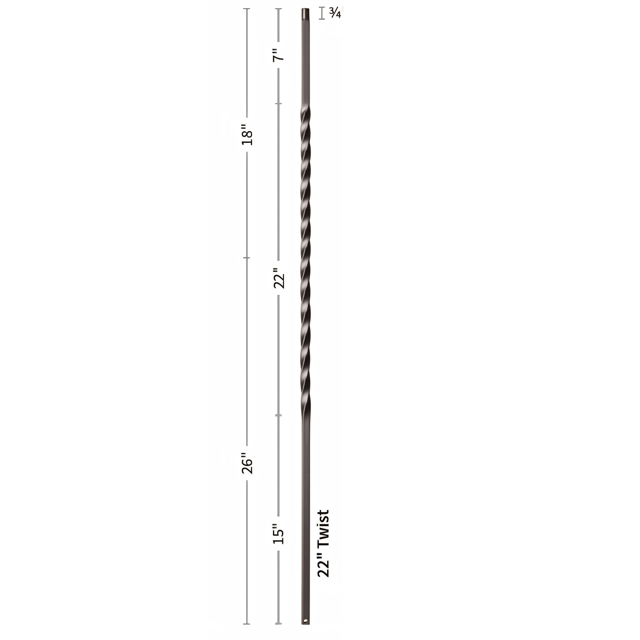 Single 22" Twist Iron Baluster