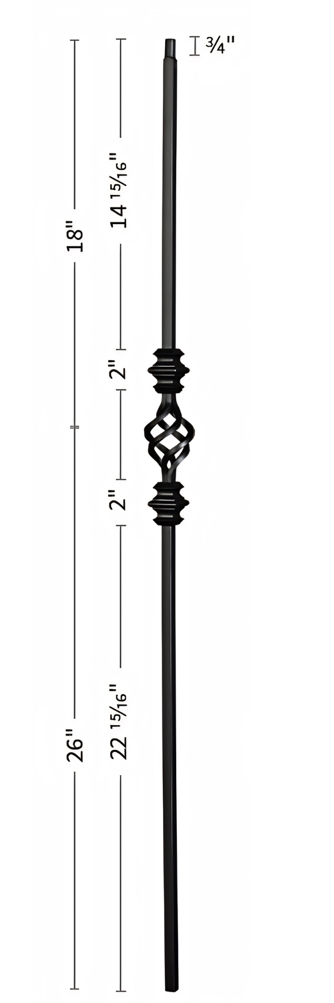 Double Knuckle-Single Basket Iron Baluster
