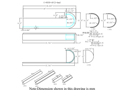 C-8030 Half Circle Single Ended Reversible Starting Step