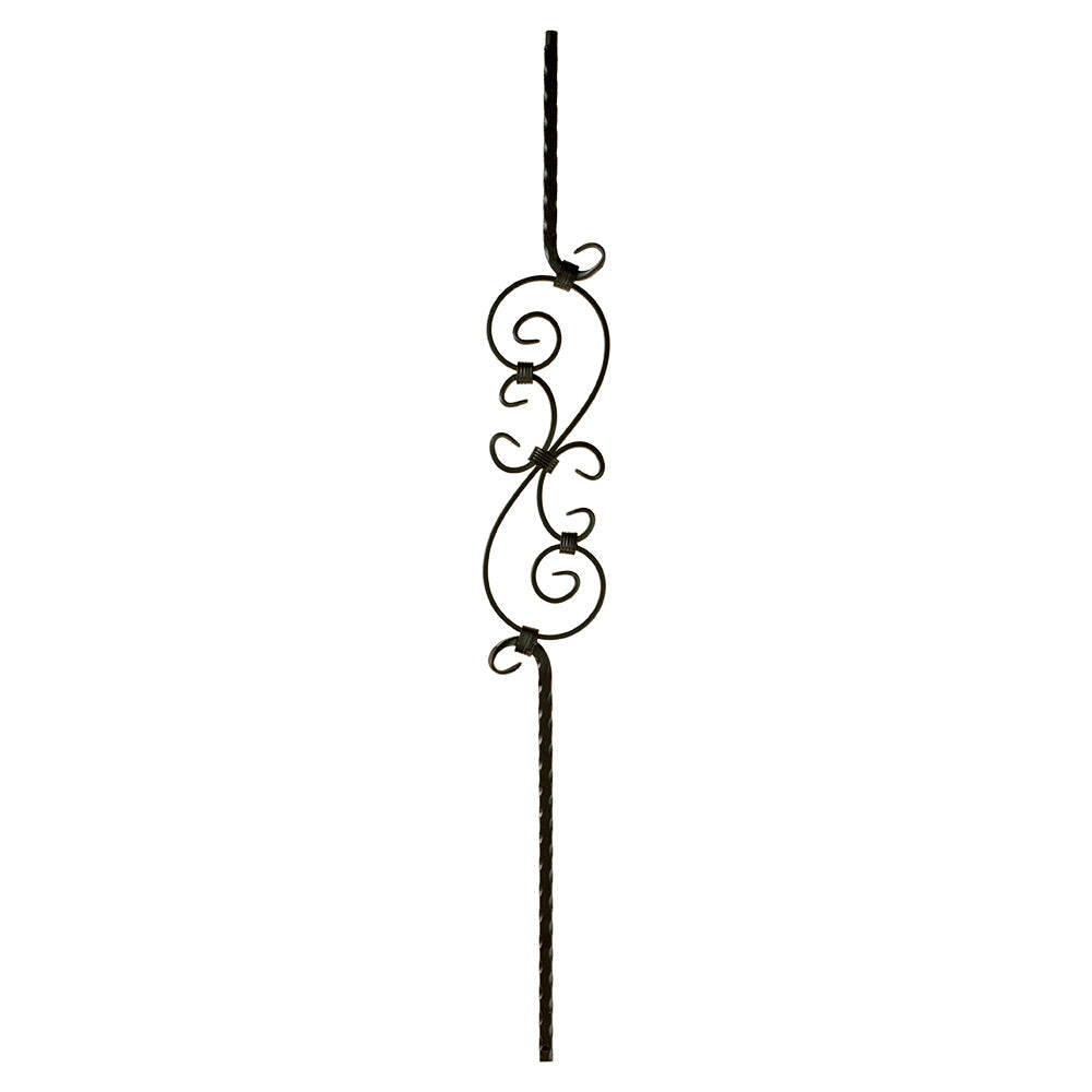 Three Piece Scroll Iron Baluster