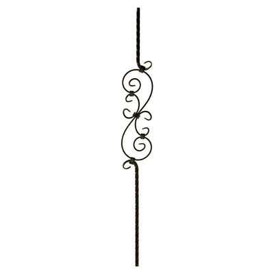 Three Piece Scroll Iron Baluster