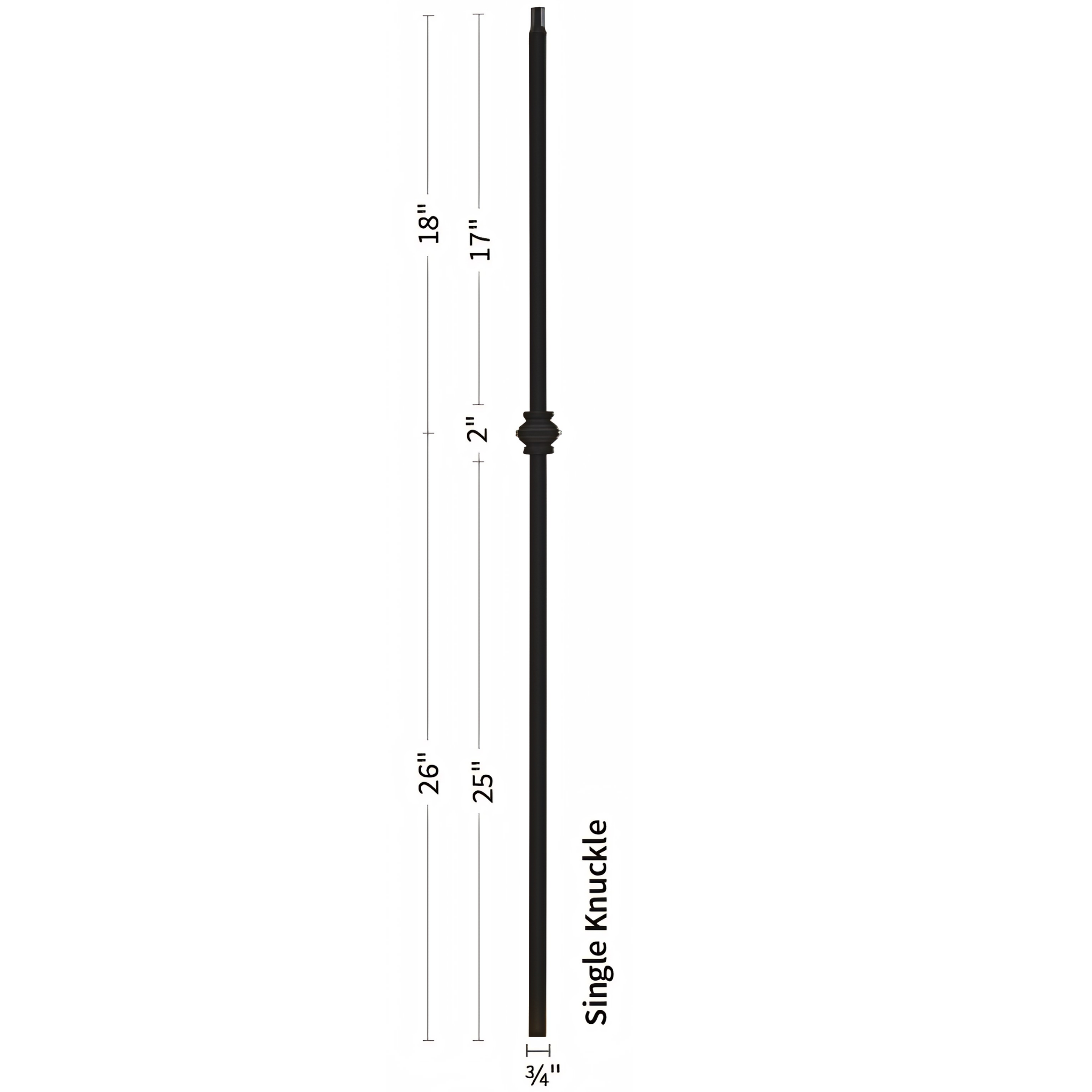 3/4" Single Knuckle Iron Baluster