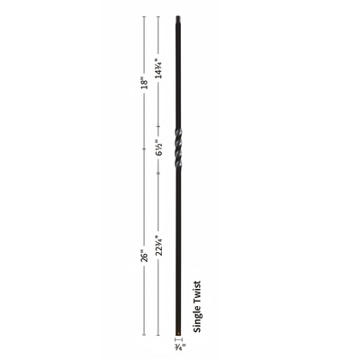 3/4" Single Twist Iron Baluster