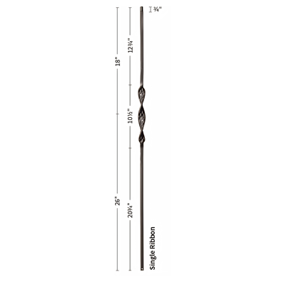 Single Ribbon Iron Baluster