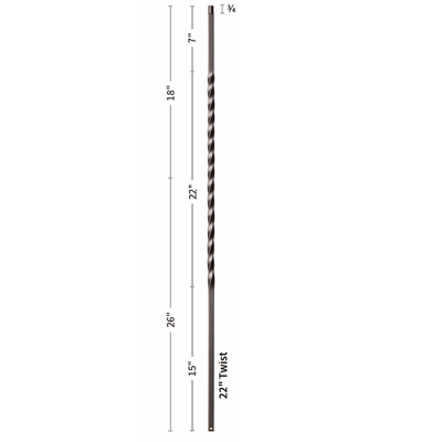 Single 22" Twist Iron Baluster