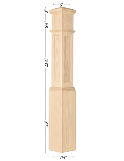 C-4092-FP Flat Panel Box Newel (7-1/2")